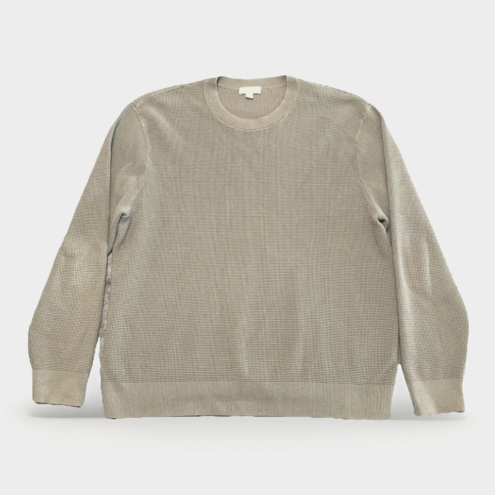 Cos Men's Beige/Green Undertone Pullover Cotton Sweatshirt - Size US L-XL